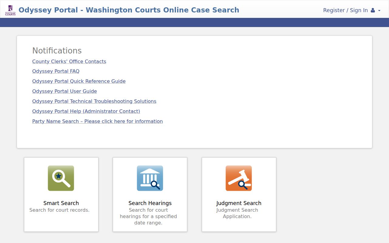 Skagit County criminal docket search in the Superior Court Odyssey Portal