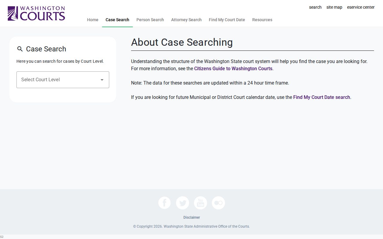 Skagit County court docket state case search fields